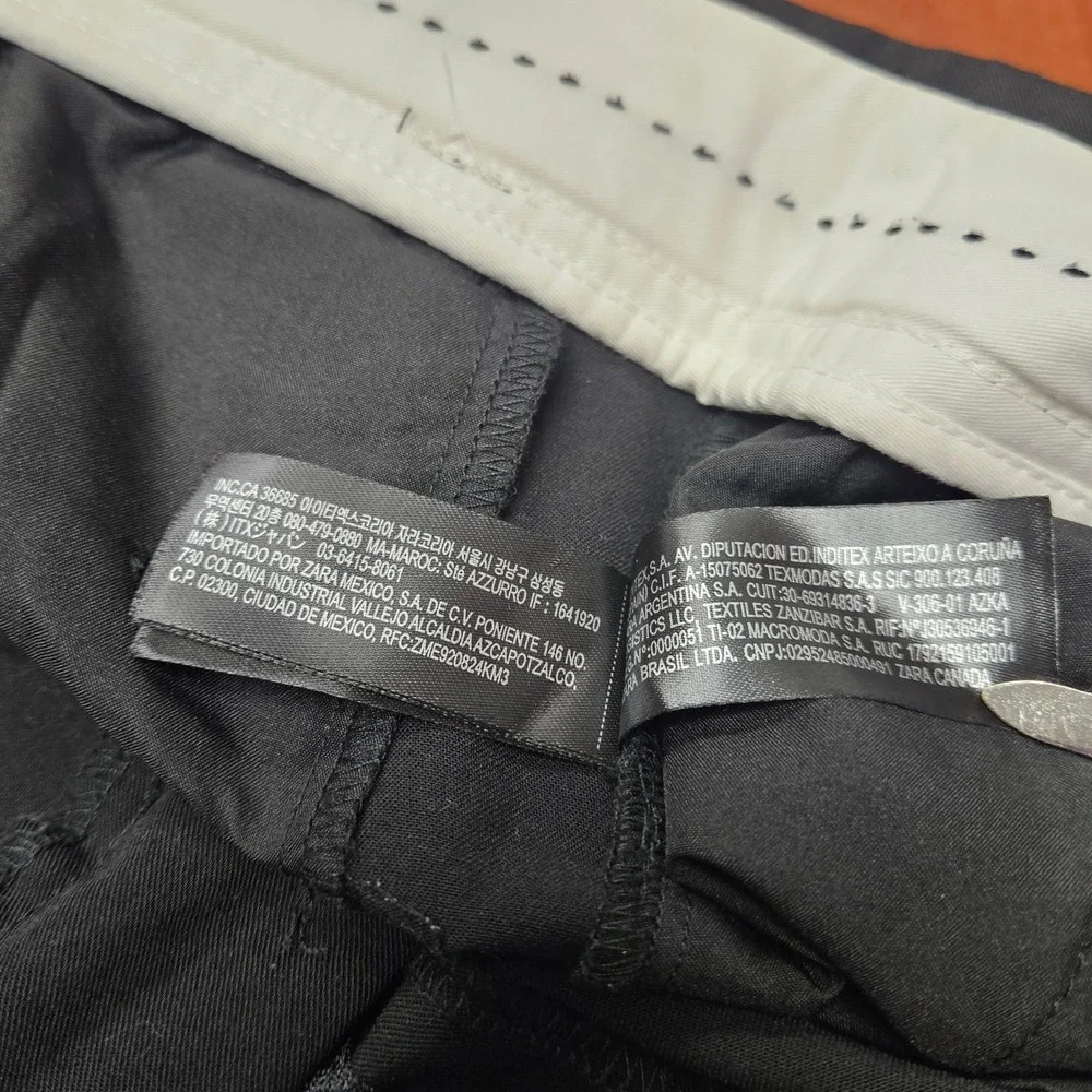 Zara Black Wide Straight Leg Trousers Dress Pants 28/31 Size Medium - Picture 5 of 14